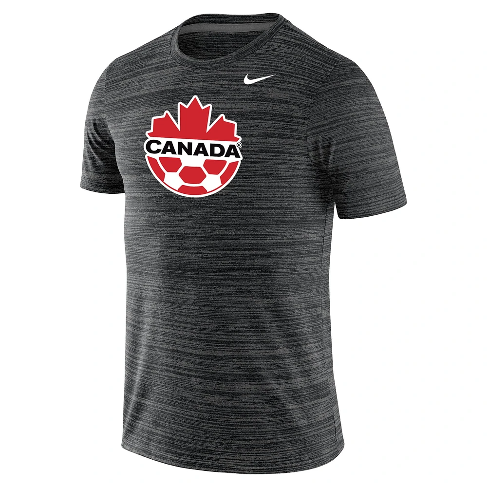 T-shirt de performance Velocity Legend avec logo principal Canada Soccer Nike pour homme, noir