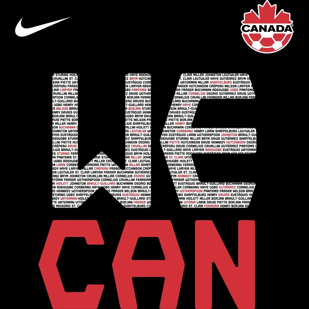 Men's Nike Black Canada Soccer - We Can Qualification Celebration Performance T-Shirt