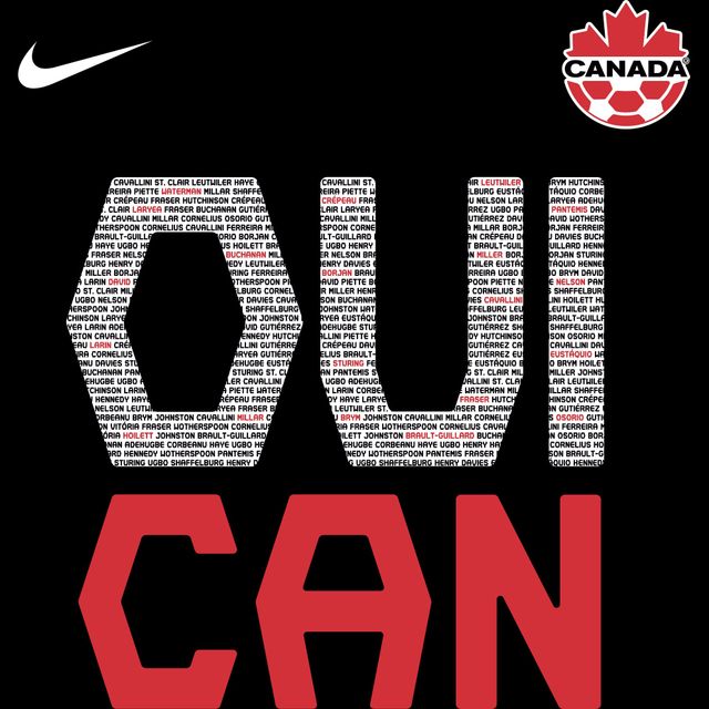 T-shirt Nike Canada Soccer - We Can Team Qualification Celebration Performance pour homme, noir