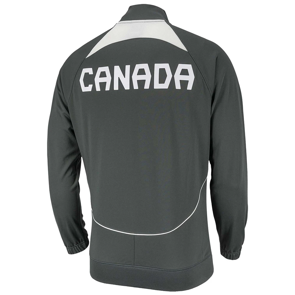 Veste à glissière intégrale Anthem du Canada Soccer 2023/24 Nike, gris chiné, pour Homme