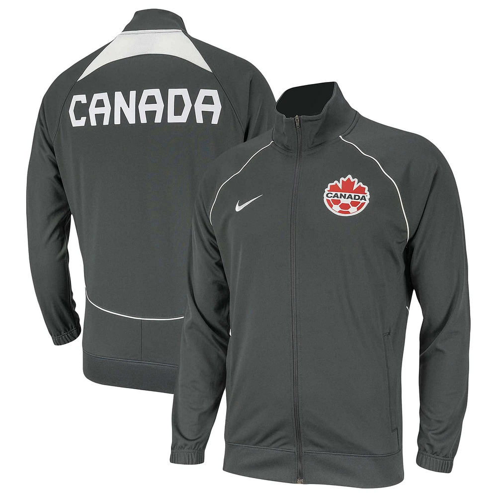 Veste à glissière intégrale Anthem du Canada Soccer 2023/24 Nike, gris chiné, pour Homme