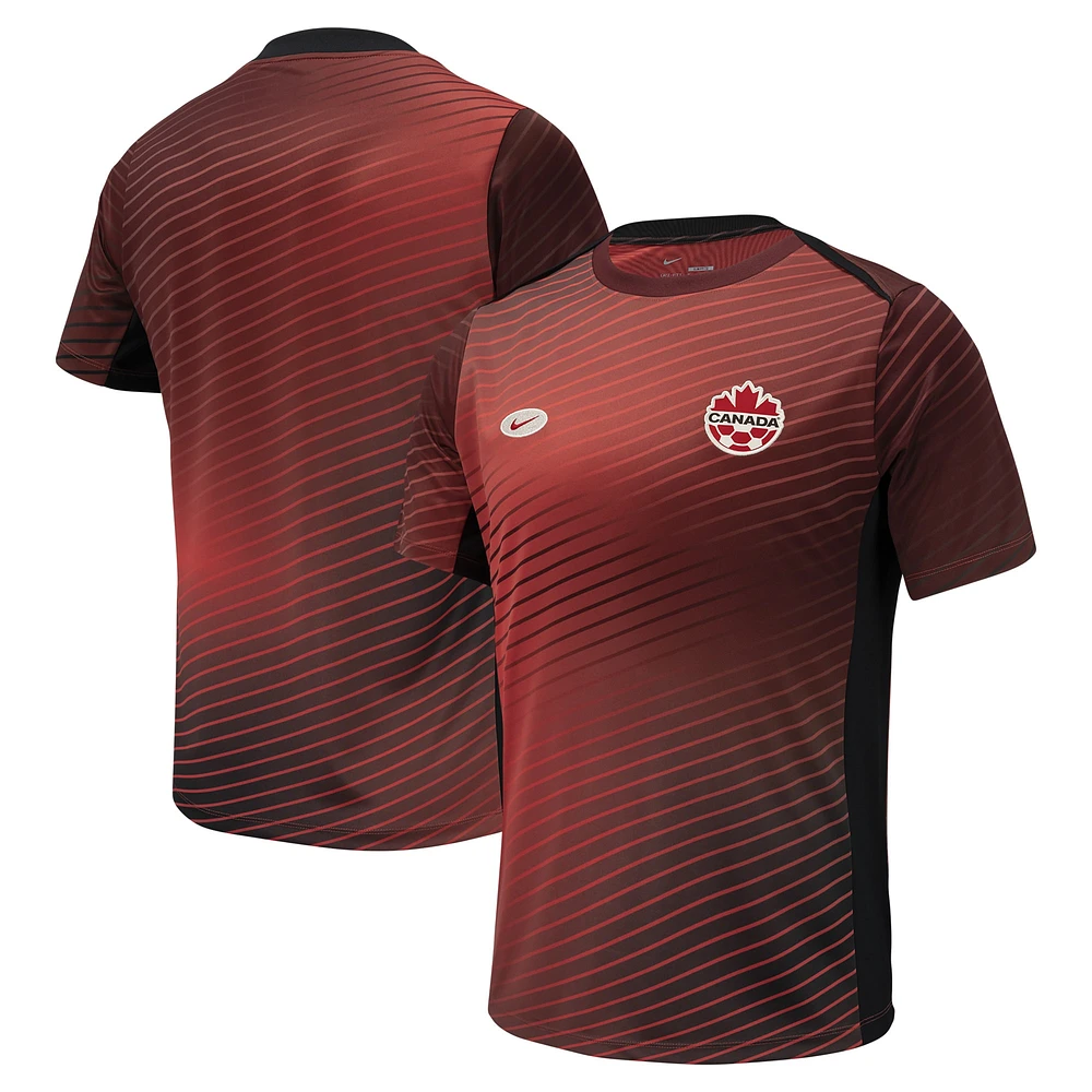 Haut d'avant-match Nike rouge Canada Soccer 2024 pour homme