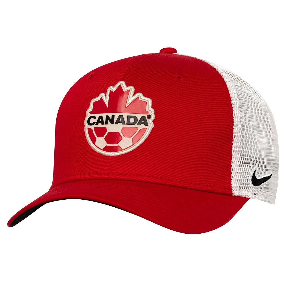 Casquette ajustable à boutons-pression extensibles Nike Canada Soccer Classic99 Trucker pour hommes, rouge