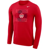 Men's Nike Red Canada Soccer Core Performance Long Sleeve T-Shirt