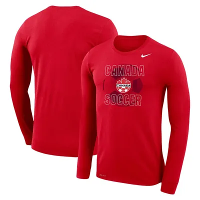 T-shirt à manches longues Nike Canada Soccer Core Performance pour homme, rouge