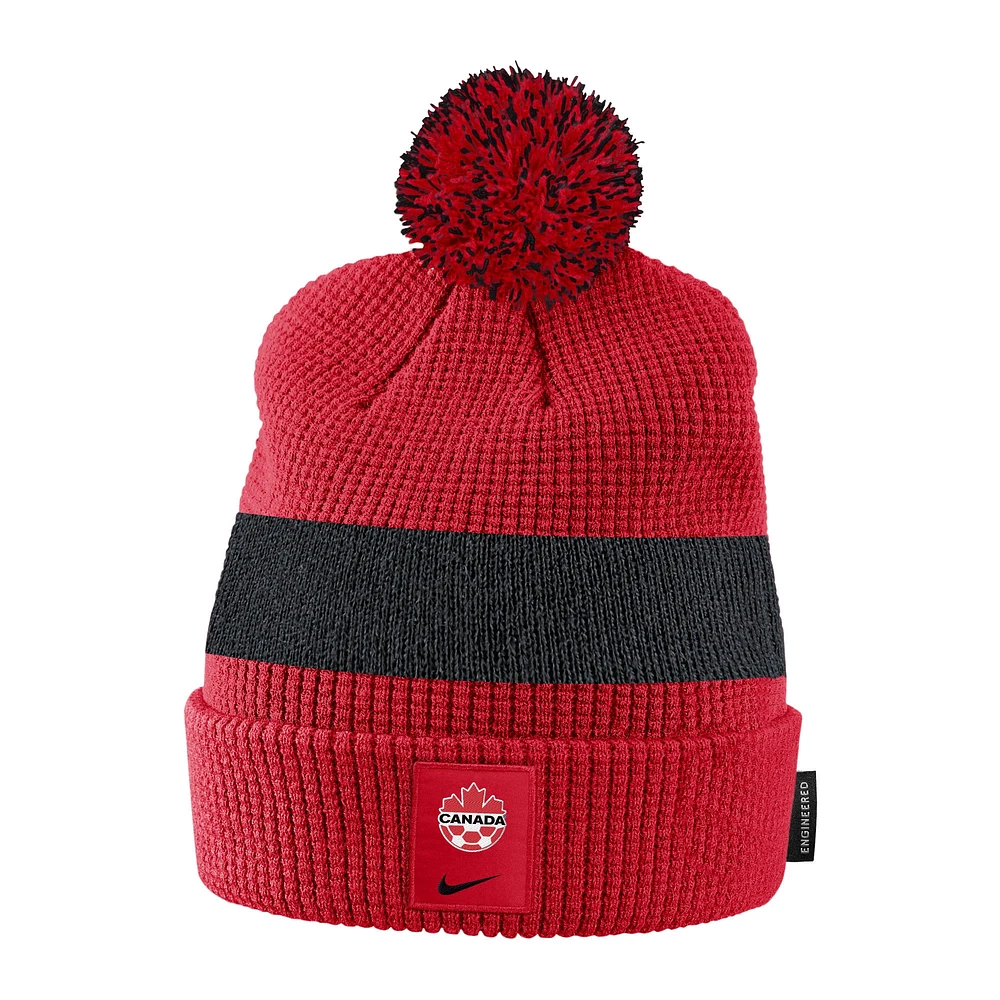 Men's Nike Red Canada Soccer - Cuffed Knit Hat with Pom