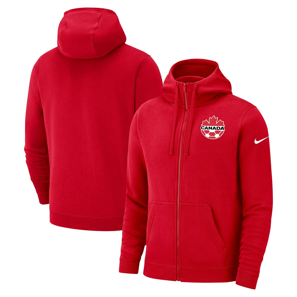 Sweat à capuche entièrement zippé Nike Canada Soccer pour homme rouge