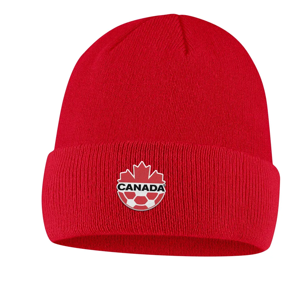 Bonnet en tricot à revers avec logo principal Nike rouge de Canada Soccer pour homme