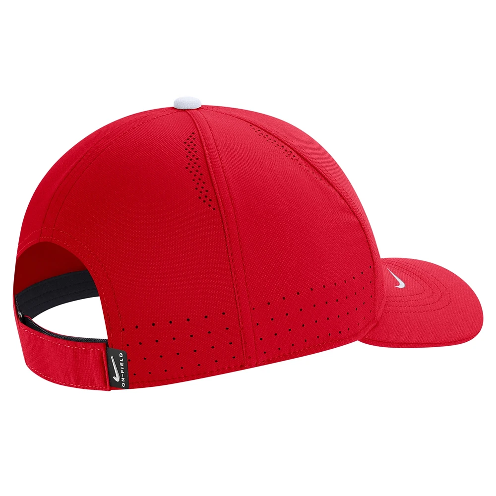 Casquette ajustable Legacy91 avec logo principal de Canada Soccer pour hommes, rouge, Nike