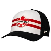 Casquette ajustable à boutons-pression extensibles Nike Canada Soccer Trucker pour hommes, blanc/noir