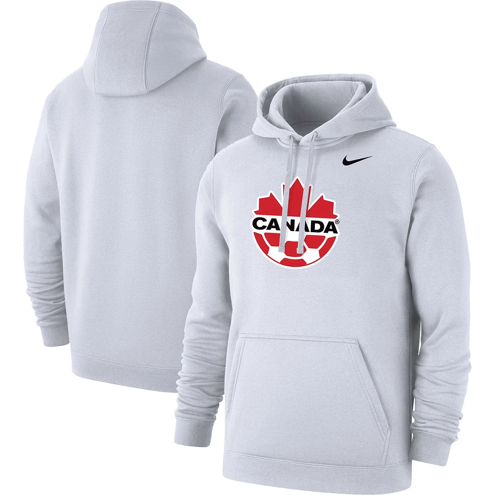 Men's Nike White Canada Soccer Club Primary Pullover Hoodie