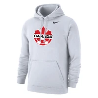 Men's Nike White Canada Soccer Club Primary Pullover Hoodie