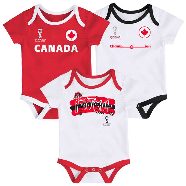 Coupe du Monde de la FIFA Qatar 2022 3-Pack Nouveau-né & Nourrisson Blanc/Rouge - Ensemble Body