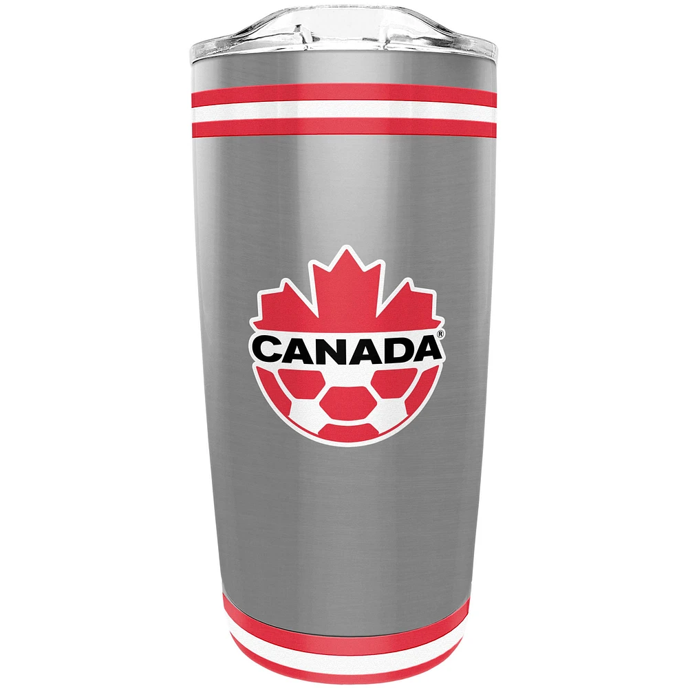 Le Sports Vault Silver Canada Soccer 20 oz. Gobelet en acier inoxydable