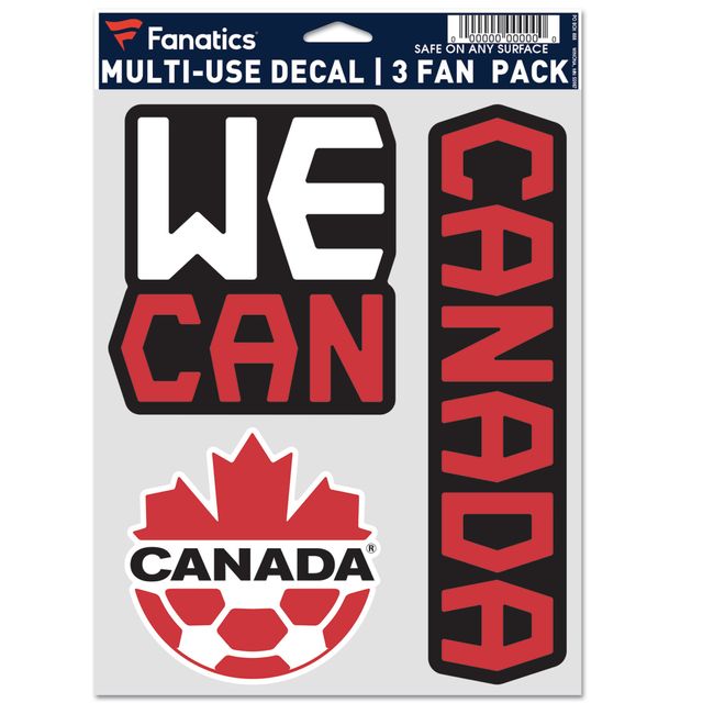 WinCraft Canada Soccer - Ensemble de trois autocollants de ventilateur We Can