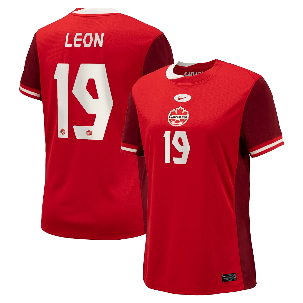 Women's Nike Adriana Leon Red Canada Soccer 2024 Home Replica Jersey