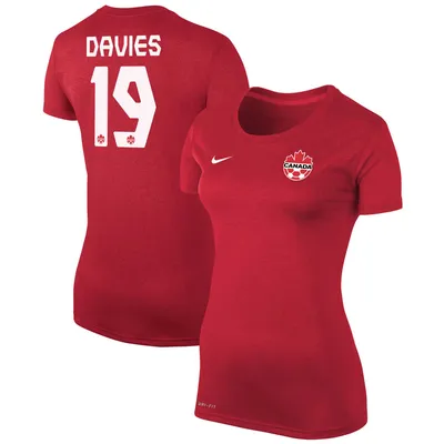 Women's Nike Alphonso Davies Red Canada Soccer Legend Name & Number Performance - T-Shirt