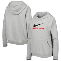 Women's Nike Heather Gray Canada Soccer Lockup Varsity Fleece Raglan Pullover Hoodie