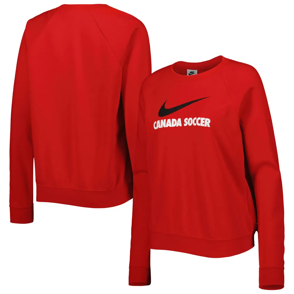 Chandail à enfiler raglan Nike Canada Soccer Lockup Varsity Tri-Blend pour femme, rouge