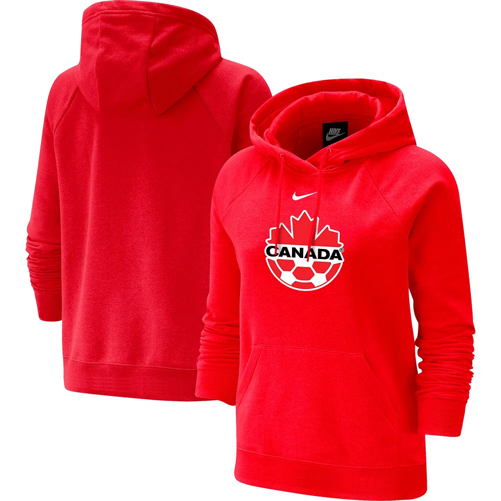 Chandail à capuchon trois mélanges raglan Nike Canada Soccer Varsity pour femme, rouge