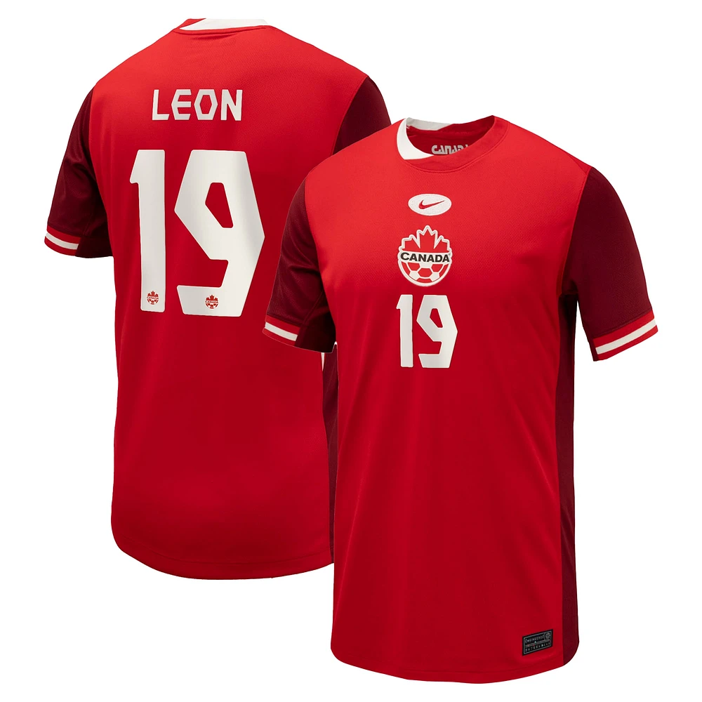 Youth Nike Adriana Leon Red Canada Soccer 2024 Home Replica Jersey