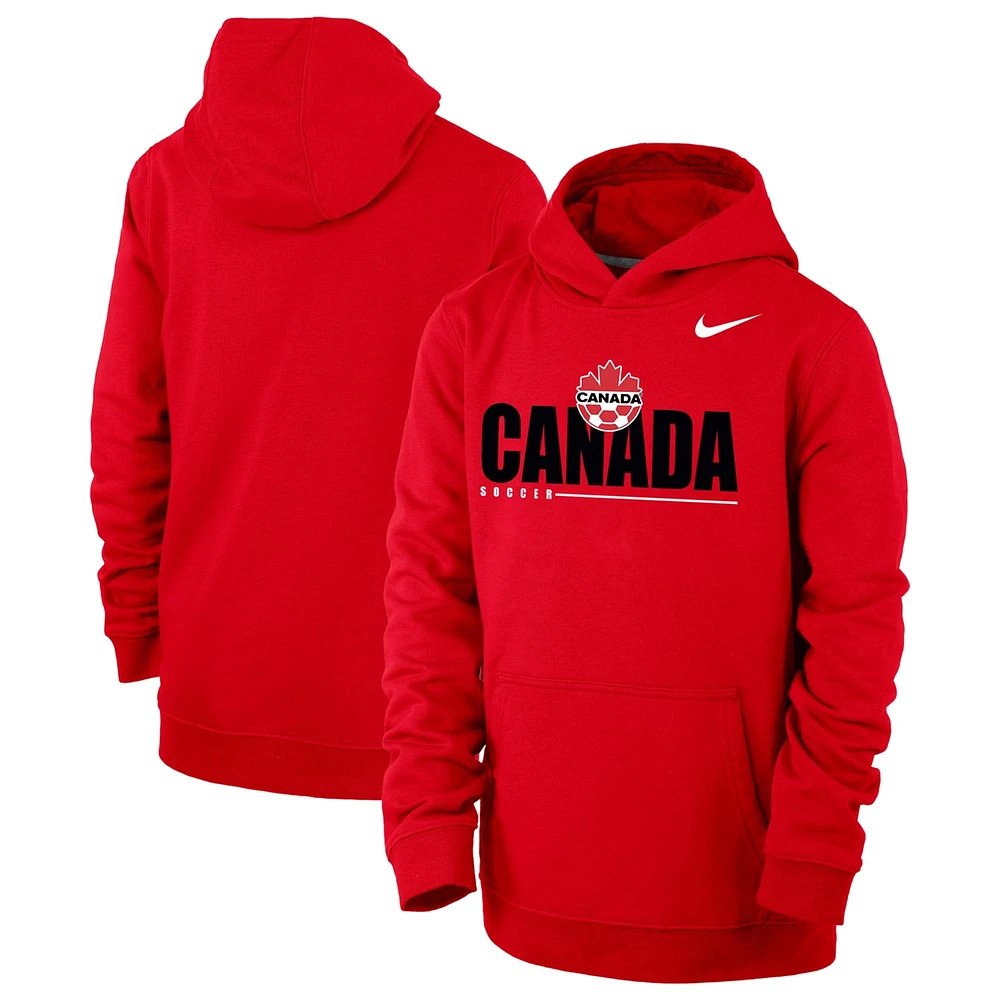 Youth Nike Red Canada Soccer Club Fleece Pullover Hoodie