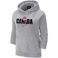 Chandail à capuchon raglan trois mélanges en molleton universitaire pour femme de l'équipe nationale Nike Canada femme, gris