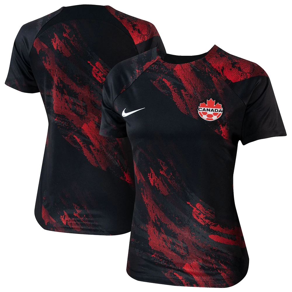 Haut d'avant-match de l'équipe nationale féminine du Canada 2023 Nike rouge/noir pour femme