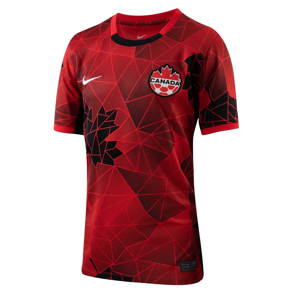 Maillot réplique domicile de l'équipe nationale féminine du Canada 2023 Nike rouge pour jeune