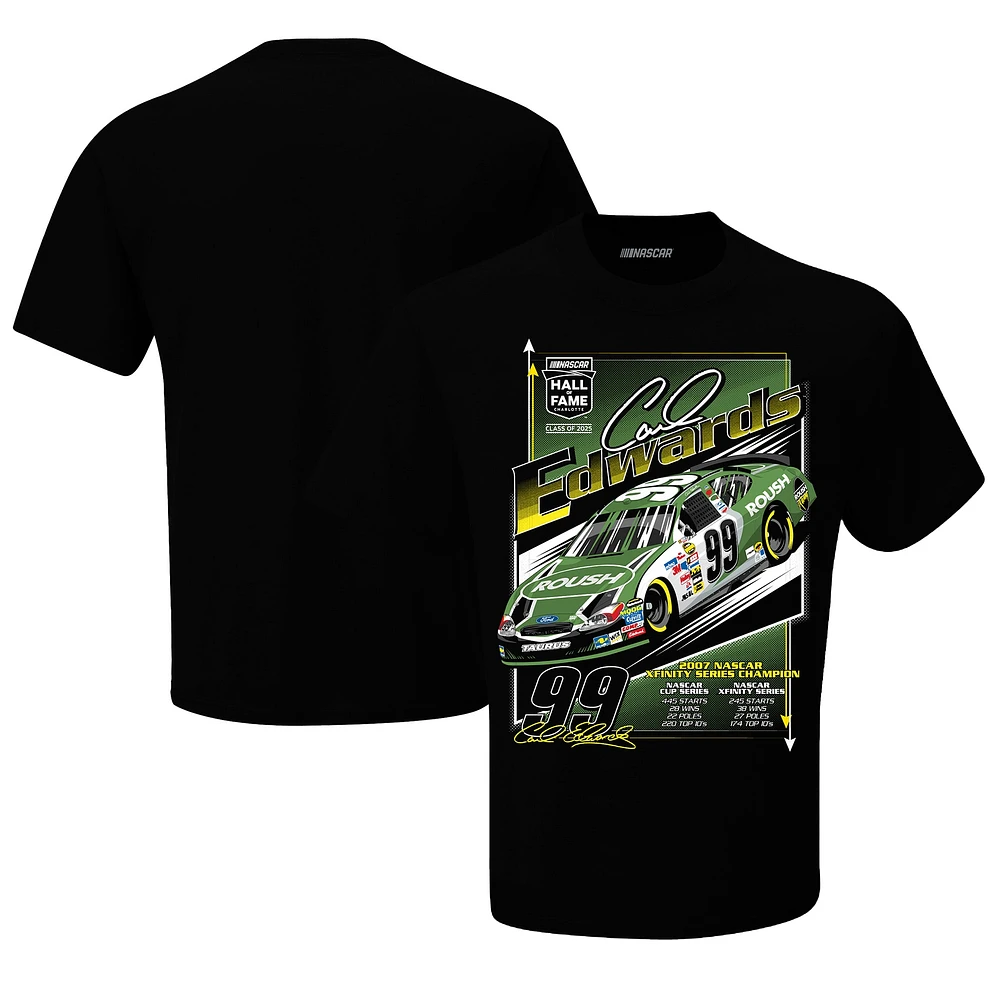 T-shirt à damier pour homme avec logo de Carl Edwards, membre du Temple la renommée NASCAR 2025