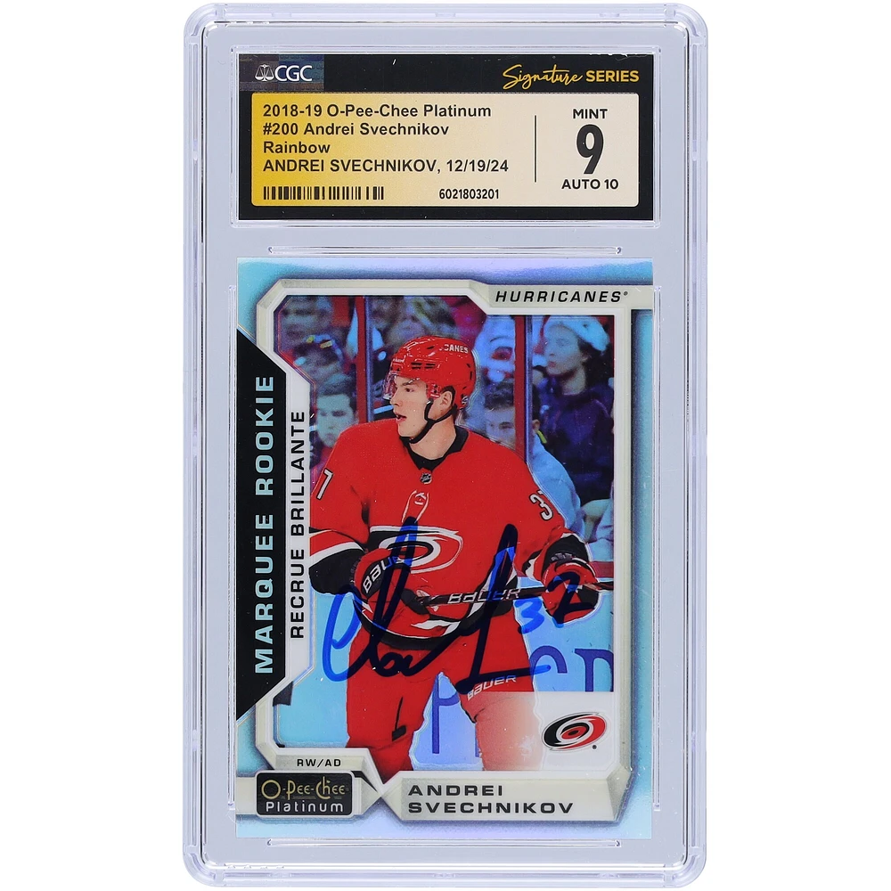 Andrei Svechnikov Carolina Hurricanes Autographed 2018-19 Upper Deck O-Pee-Chee Platinum Rainbow #200 CGC Fanatics Witnessed Authenticated /10 Rookie Card