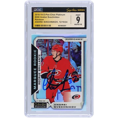 Andrei Svechnikov Carolina Hurricanes Autographed 2018-19 Upper Deck O-Pee-Chee Platinum Rainbow #200 CGC Fanatics Witnessed Authenticated /10 Rookie Card