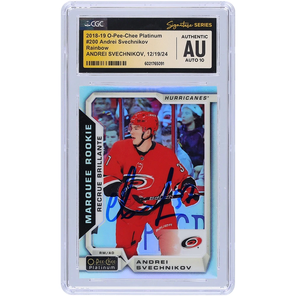 Andrei Svechnikov Carolina Hurricanes Autographed 2018-19 Upper Deck O-Pee-Chee Platinum Rainbow #200 CGC Fanatics Witnessed Authenticated Auto 10 Rookie Card