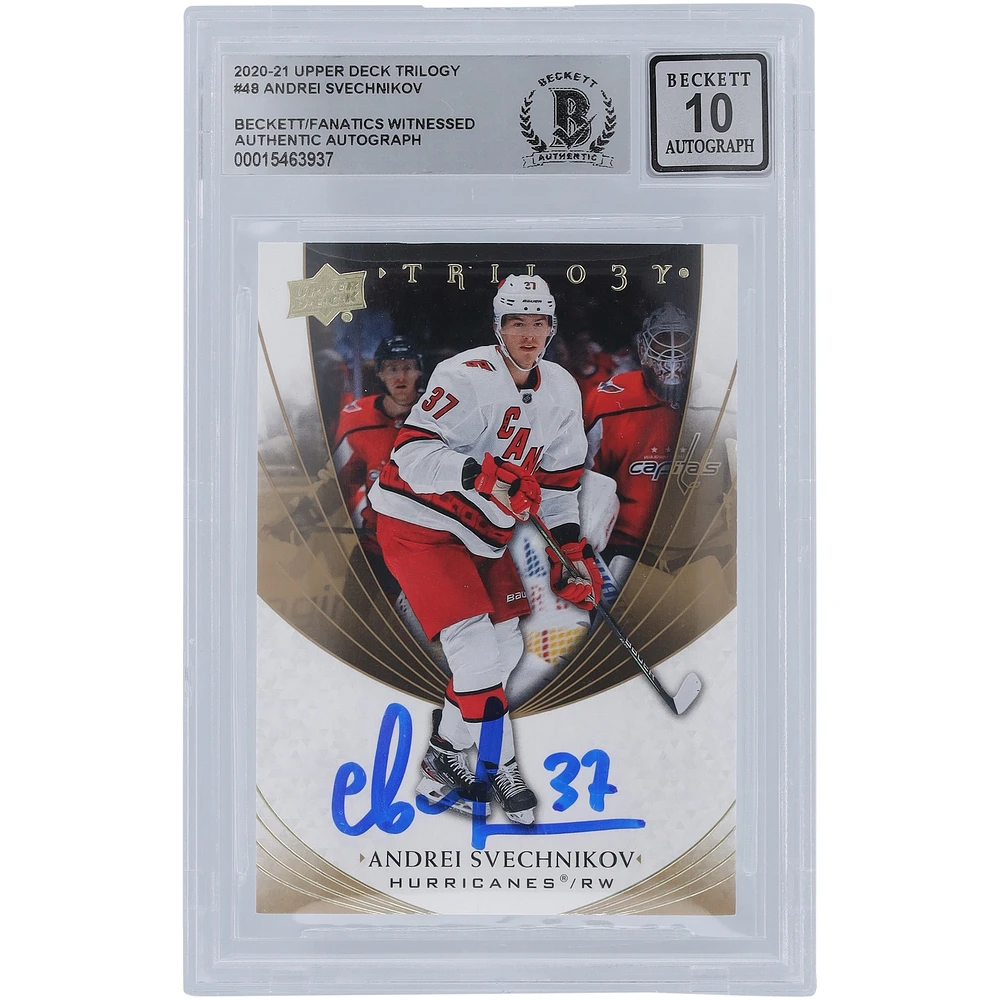 Andrei Svechnikov Carolina Hurricanes Autographed 2020-21 Upper Deck Trilogy #48 Beckett Fanatics Witnessed Authenticated 10 Card