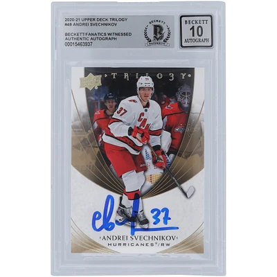 Andrei Svechnikov Carolina Hurricanes Autographed 2020-21 Upper Deck Trilogy #48 Beckett Fanatics Witnessed Authenticated 10 Card