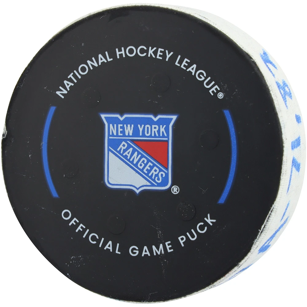 Andrei Svechnikov Carolina Hurricanes Game-Used Goal Puck vs. New York Rangers on January 28, 2025 - First of Two Goals Scored
