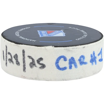Andrei Svechnikov Carolina Hurricanes Game-Used Goal Puck vs. New York Rangers on January 28, 2025 - First of Two Goals Scored