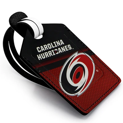 Black Carolina Hurricanes Personalized Leather Luggage Tag