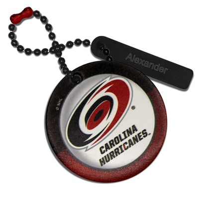 Black Carolina Hurricanes Personalized Leather Round Bag Tag