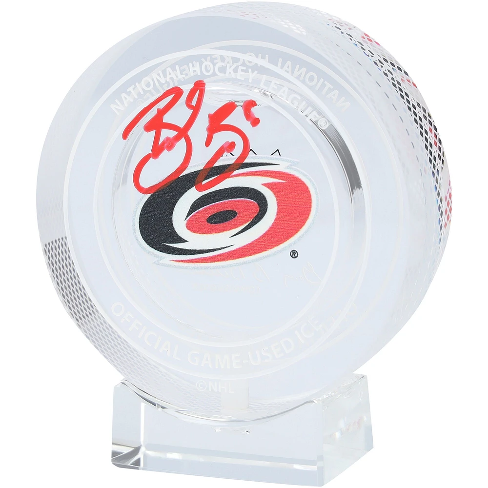 Brent Burns Carolina Hurricanes Autographed Crystal Puck - Filled with Ice from the 2023-24 Season 