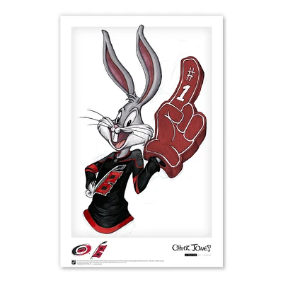 Affiche imprimée Looney Tunes de Bugs Bunny Carolina Hurricanes 11" x 17"