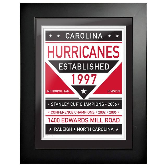 Carolina Hurricanes - Illustration encadrée double ton de 12 `` x 16 ''