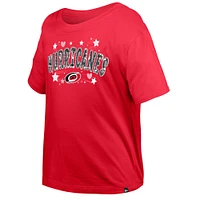 T-shirt à paillettes pour fille New Era rouge Carolina Hurricanes