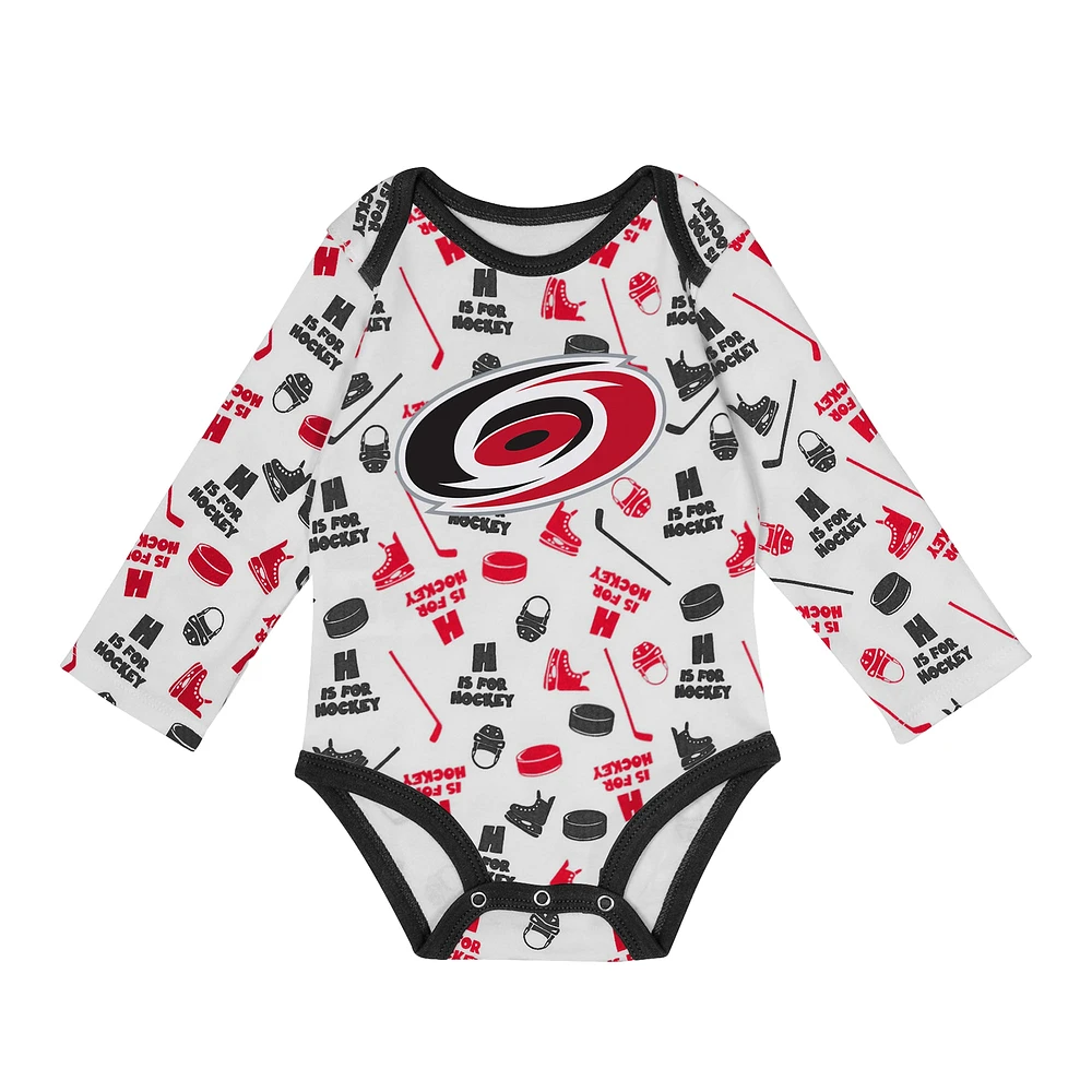 Infant White Carolina Hurricanes Quick Learner Long Sleeve Bodysuit