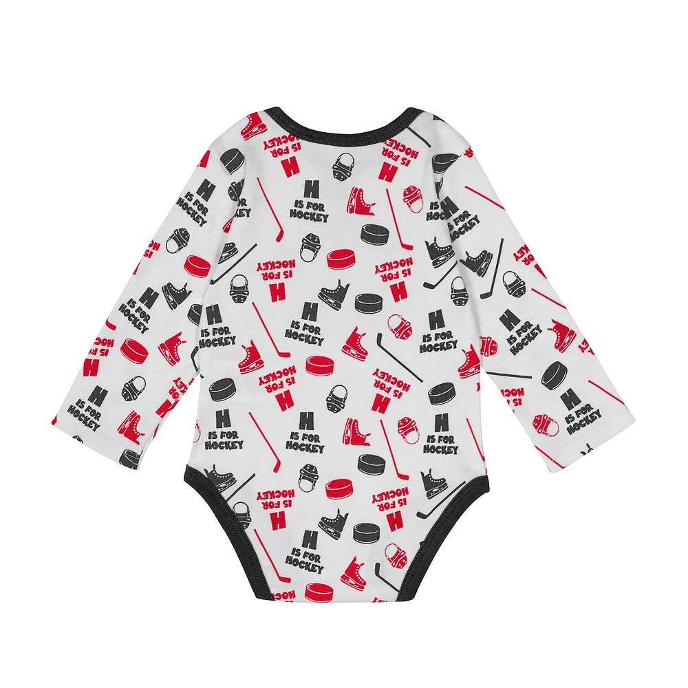 Infant White Carolina Hurricanes Quick Learner Long Sleeve Bodysuit