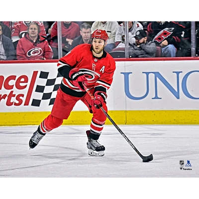 Jaccob Slavin Carolina Hurricanes Unsigned Red Jersey Skating Photograph