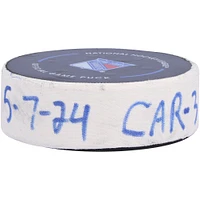 Jake Guentzel Carolina Hurricanes Game-Used Goal Puck from 2024 Stanley Cup Playoffs Second Round Game 2 vs. New York Rangers - Second of Two Goals Scored