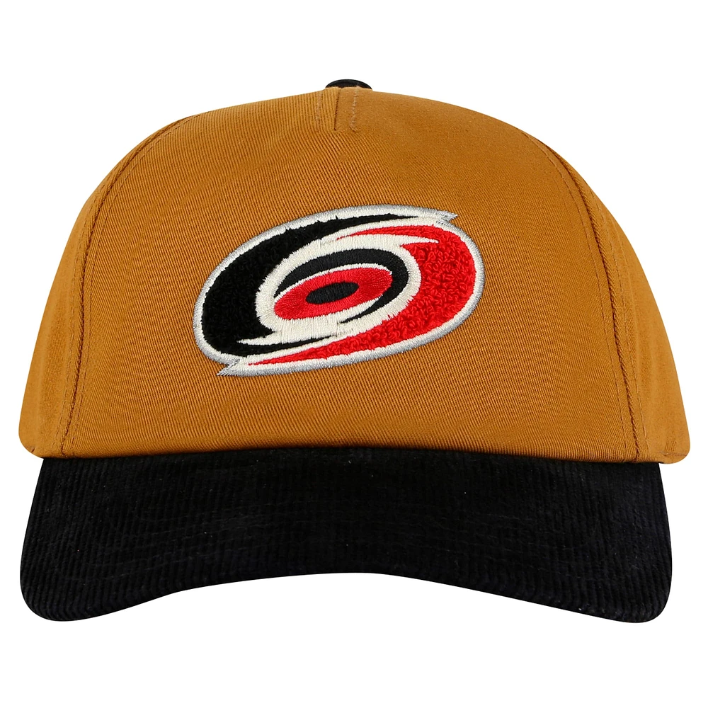 Casquette ajustable Burnett pour homme, couleur marron/noir, style American Needle, Carolina Hurricanes