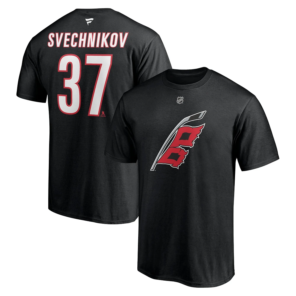 Men's Fanatics Andrei Svechnikov Black Carolina Hurricanes Alternate Authentic Stack Name & Number T-Shirt