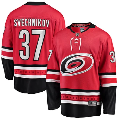 Maillot de joueur échappé alternatif des Hurricanes la Caroline Fanatics Andrei Svechnikov pour hommes, rouge